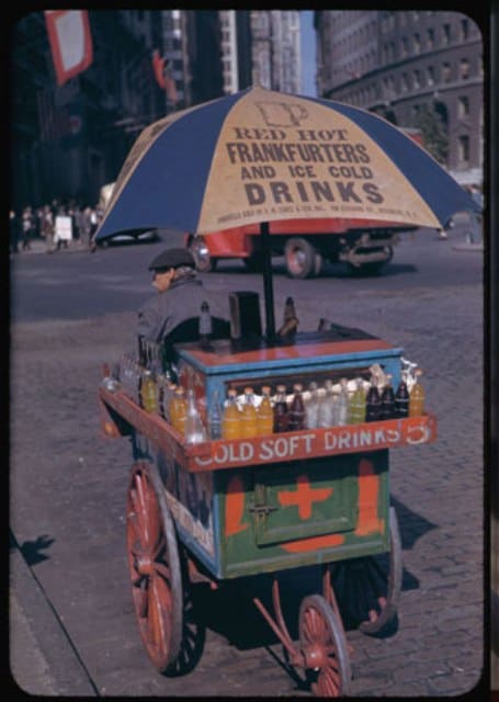 HOT DOGS NY hot dog cart circa 1941-42