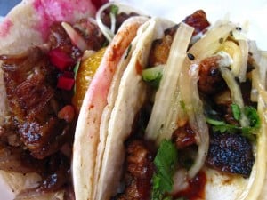 Flying Pig pork and duck tacos