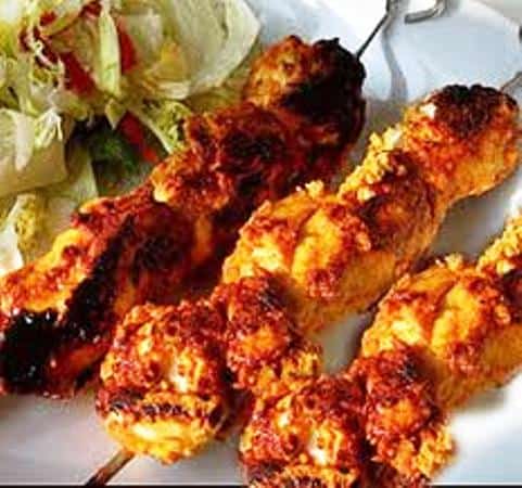 Grilled chicken tikka skewers (picture not from recipe)