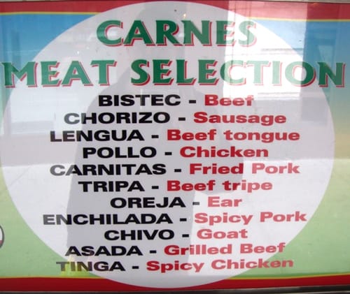 menu meats