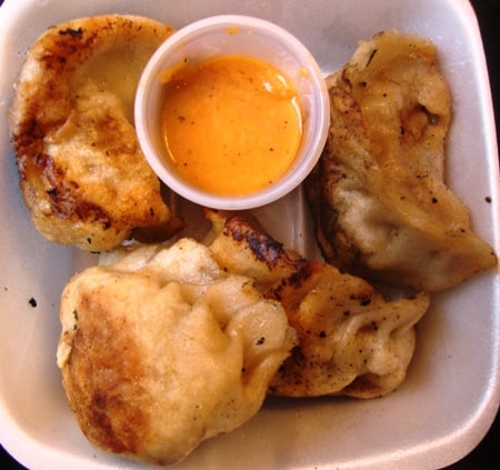 dumplings 2 Today's Lunch: Sriracha Wings & Dumplings From Big D's Grub Truck