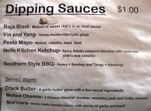 menu sauces Fried Chicken & Fries From The Frying Dutchmen
