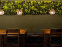 Restaurant Ambiance with Moss walls