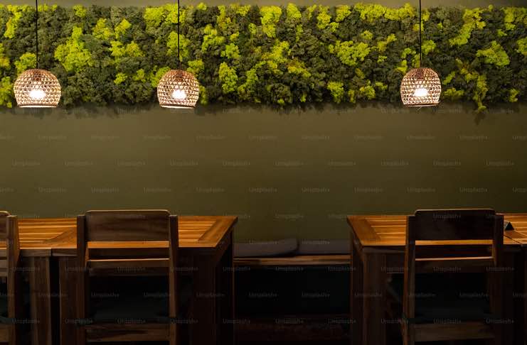 Restaurant Ambiance with Moss walls