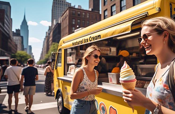 women eating ice crean at a New York food truck