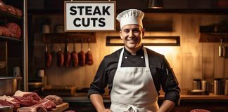 Steak Cuts 101: Everything You Need to Know a butcher showing the different steak cuts