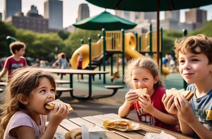 kids eating in the summer