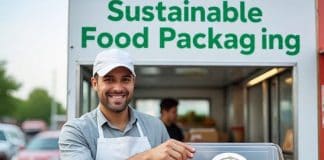 Sustainability Trends Shaping the Future of Food Packaging food truck owner with sustainable food packaging