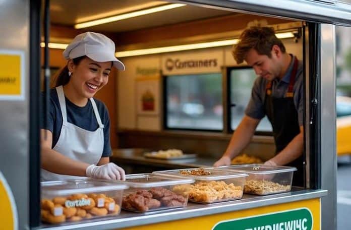 food truck with portable storage containers