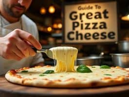 chef checking a pizza cheese