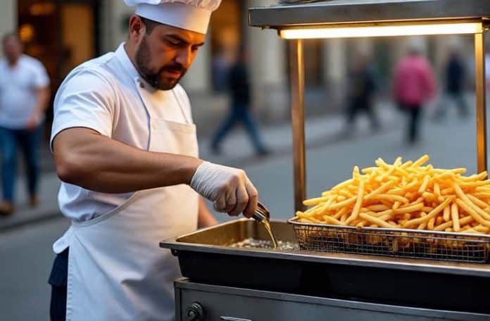 food vendor using Fryer Tweaks That Instantly Lower Oil Consumption