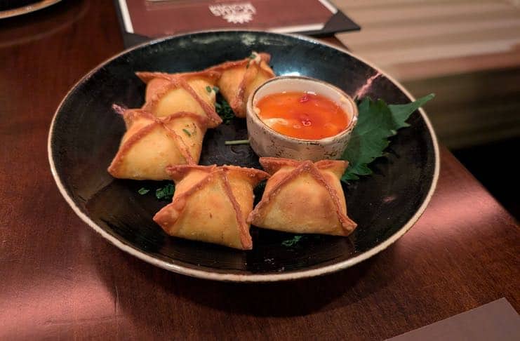 Crab shiso rangoon at the lotus bar