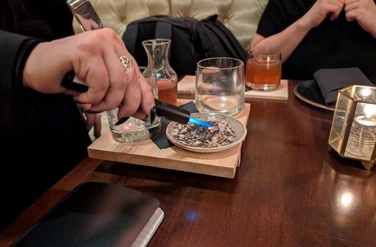 Tableside smoking of the Okinawa Fasion