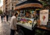Gelato Isn’t Just Dessert Anymore — It’s Becoming a Smart Street Food Business Model gelato cart serving colorful artisan gelato on a city street, small street food business setup