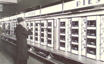 The Automat: How a Handful of Coins Built New York’s Most Modern Restaurant An Automat in Manhattan. Public Domain
