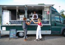 Event Catering Prospecting Checklist For Food Trucks Food truck owner reviewing an event catering prospecting checklist before contacting potential clients