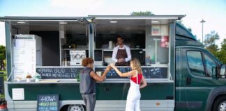 Event Catering Prospecting Checklist For Food Trucks Food truck owner reviewing an event catering prospecting checklist before contacting potential clients